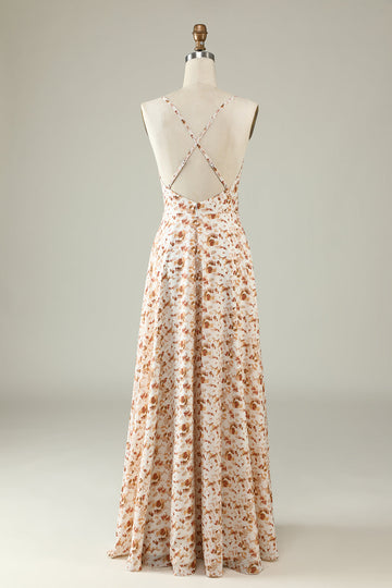 Vestido de Dama de Honor Boho Floral Blanco